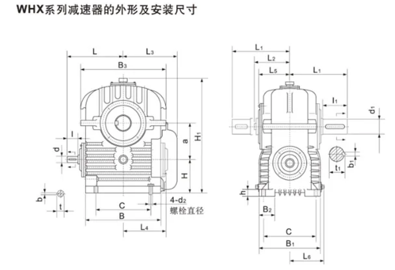 WHX蜗轮蜗杆减速机结构图
